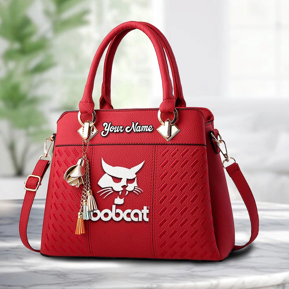 Bobcat Company Logo Personalized PU Leather Handbag Custom Name For Women - Image 6