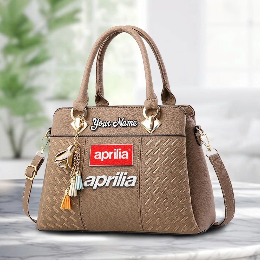 Aprilia Logo Personalized PU Leather Handbag Custom Name For Women - Image 2