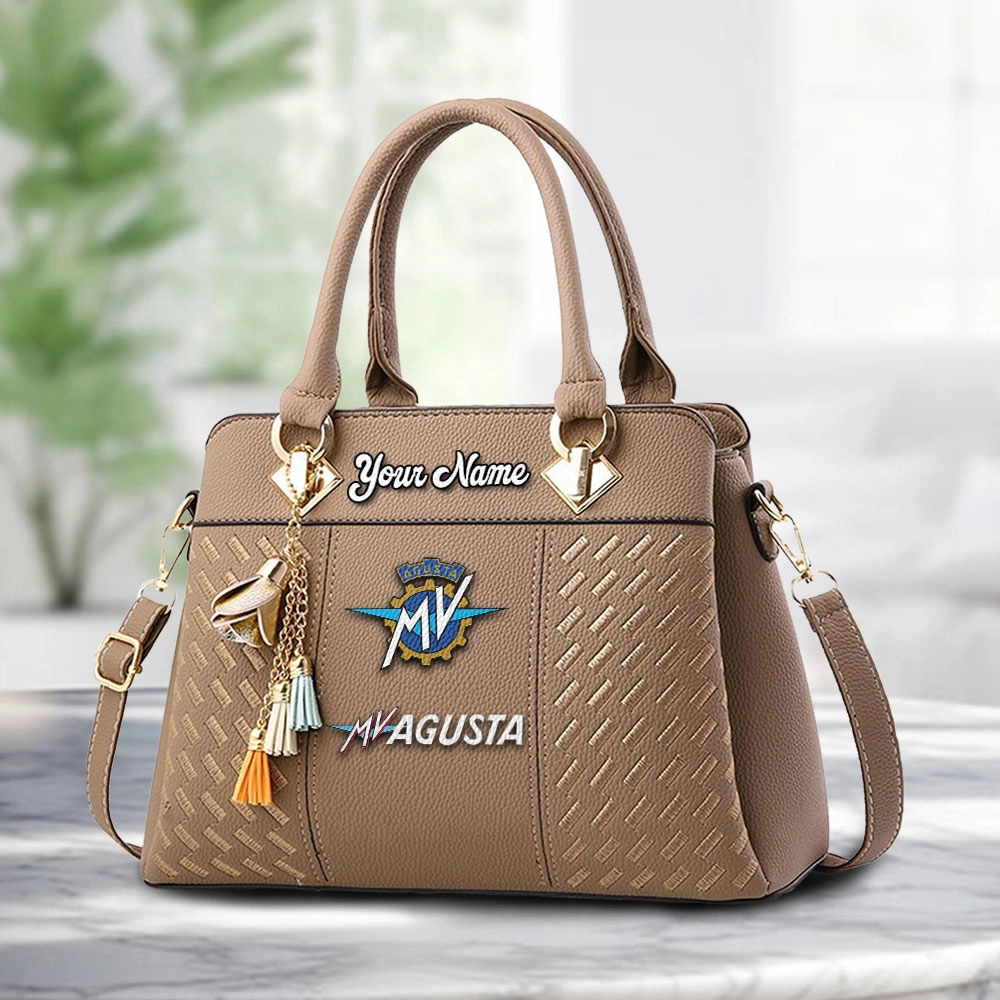 MV Agusta Logo Personalized PU Leather Handbag Custom Name For Women - Image 2