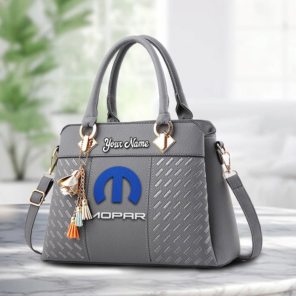 Mopar Logo Personalized PU Leather Handbag Custom Name For Women - Image 3