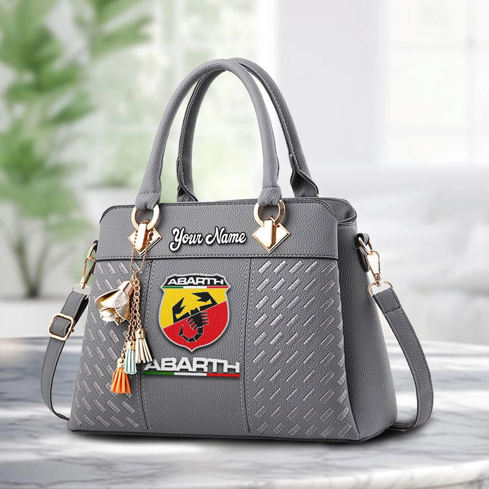 Abarth Logo Personalized PU Leather Handbag Custom Name For Women - Image 3