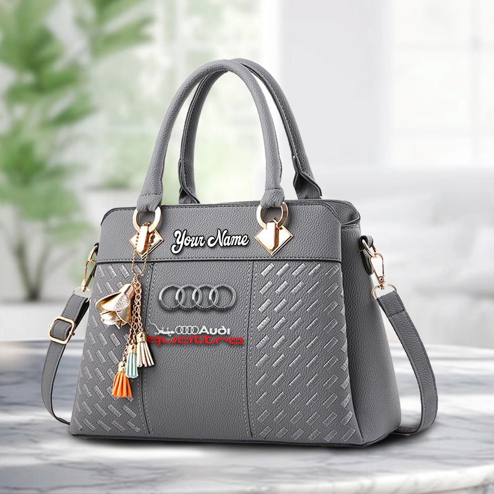 Audi Quattro Logo Personalized PU Leather Handbag Custom Name For Women - Image 3
