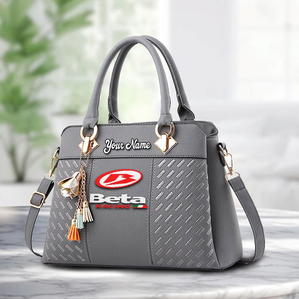 Beta Logo Personalized PU Leather Handbag Custom Name For Women - Image 3
