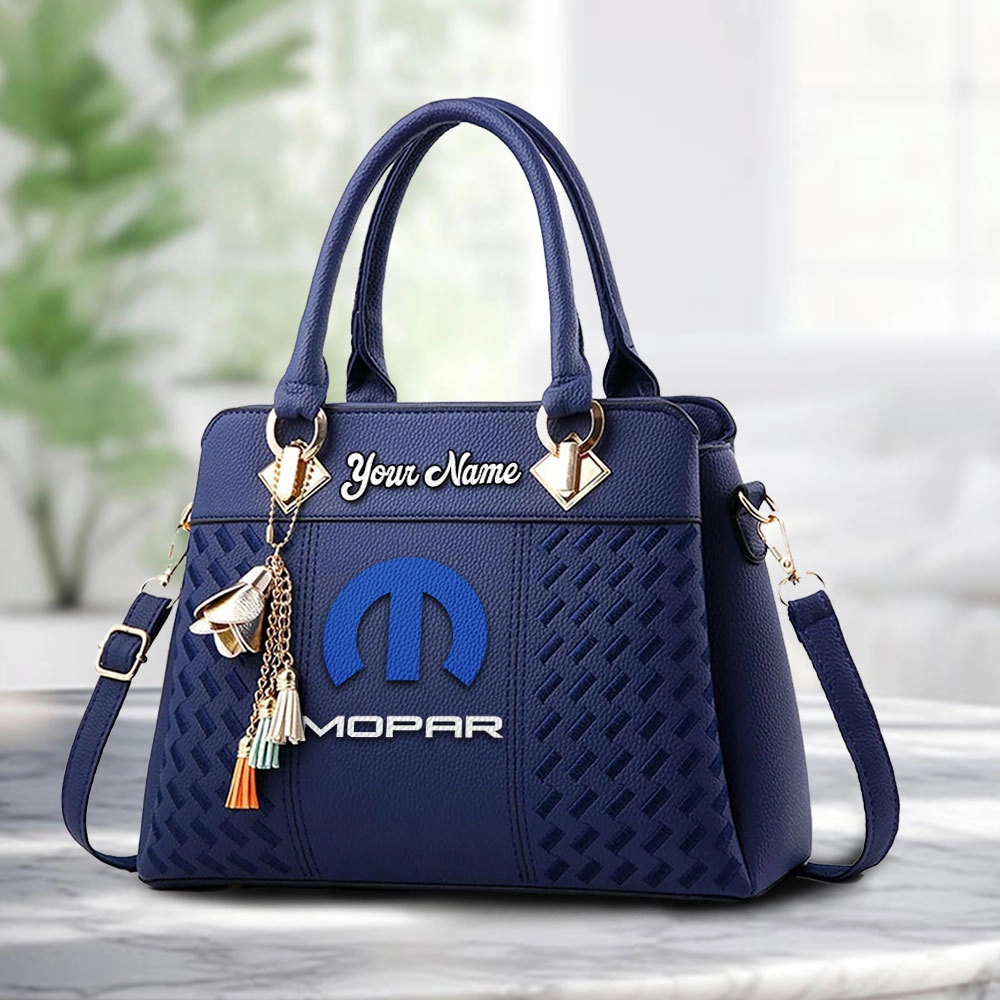 Mopar Logo Personalized PU Leather Handbag Custom Name For Women - Image 4