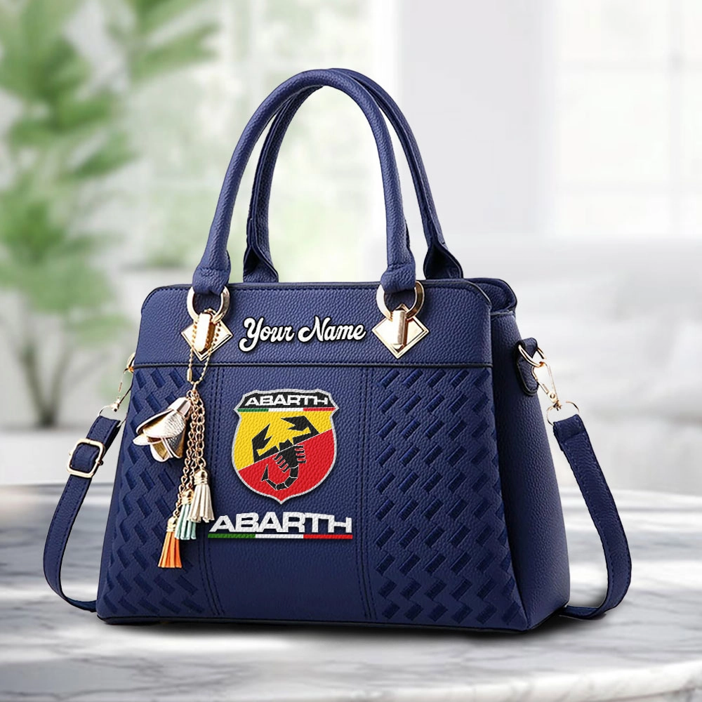 Abarth Logo Personalized PU Leather Handbag Custom Name For Women - Image 4