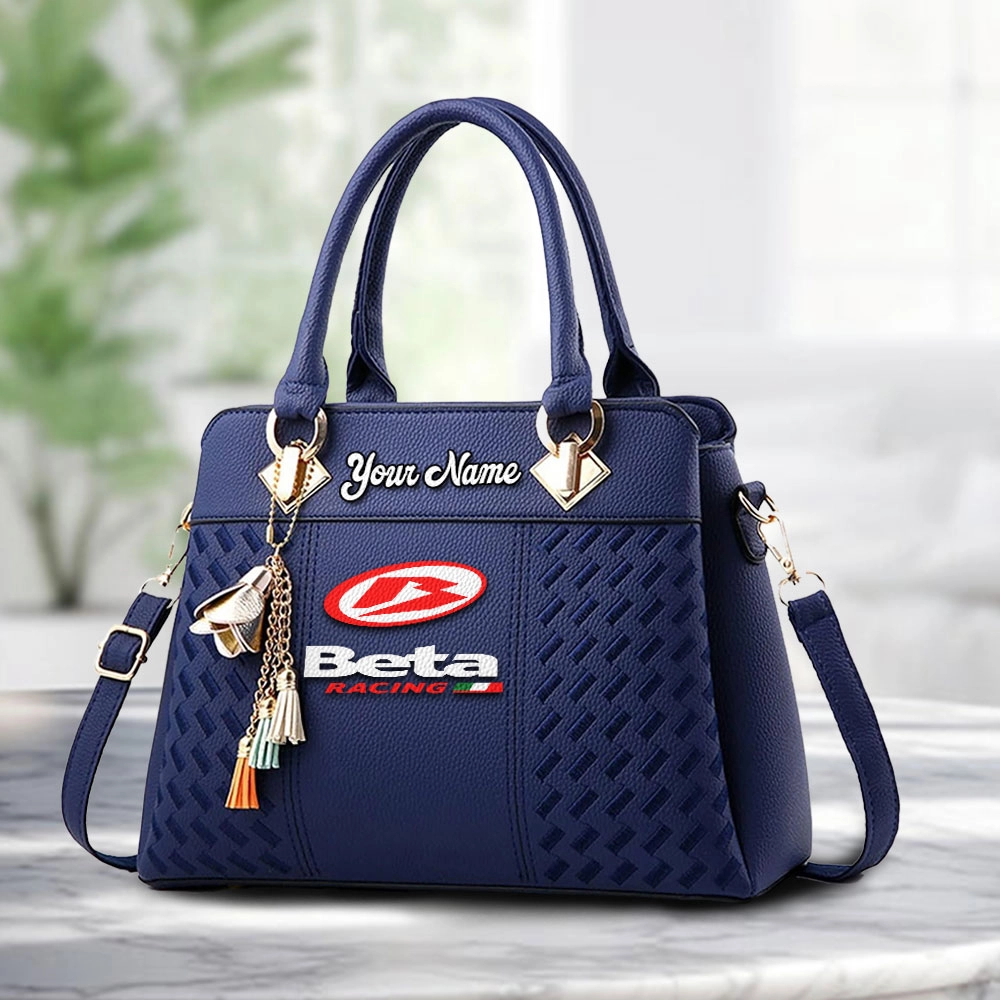Beta Logo Personalized PU Leather Handbag Custom Name For Women - Image 4