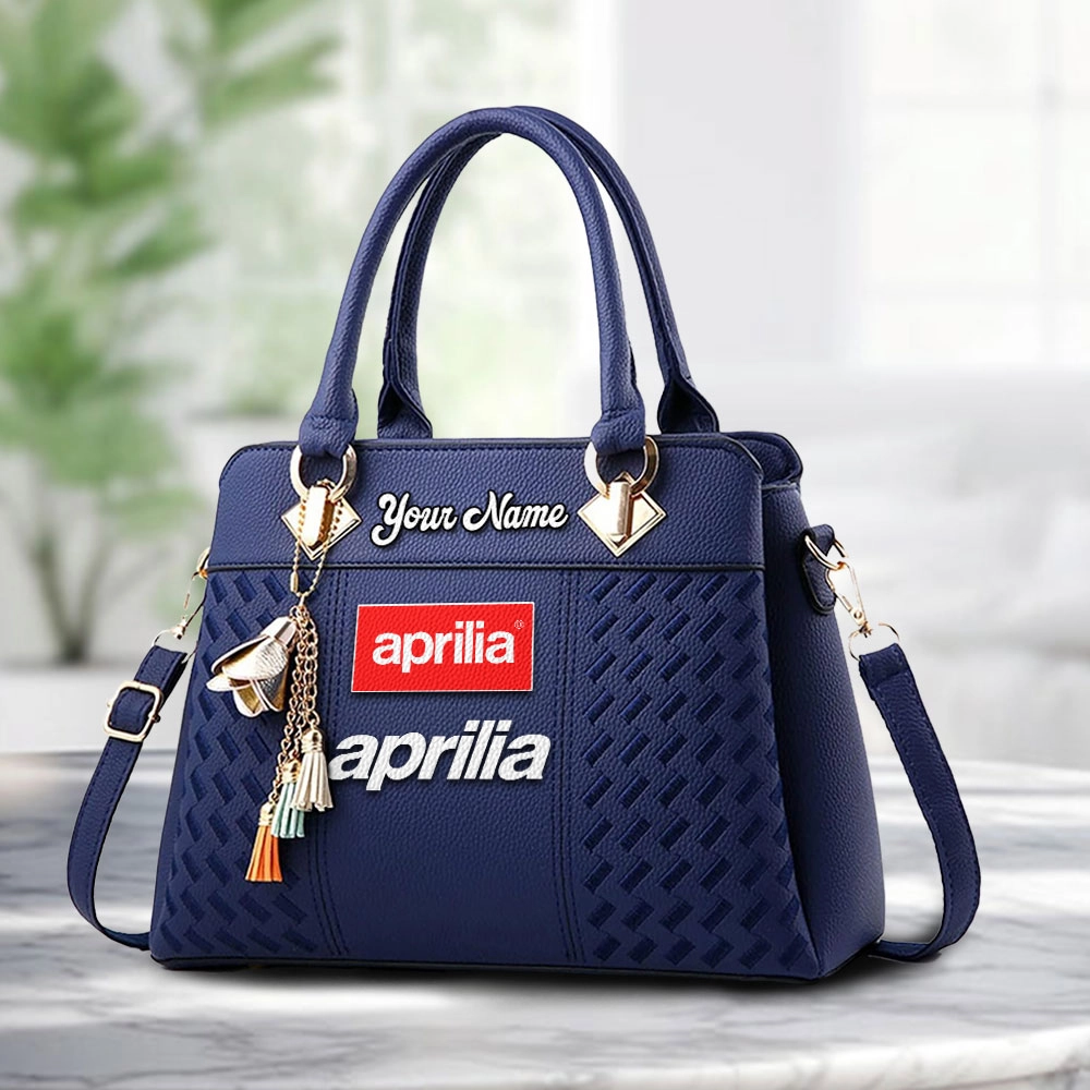 Aprilia Logo Personalized PU Leather Handbag Custom Name For Women - Image 4
