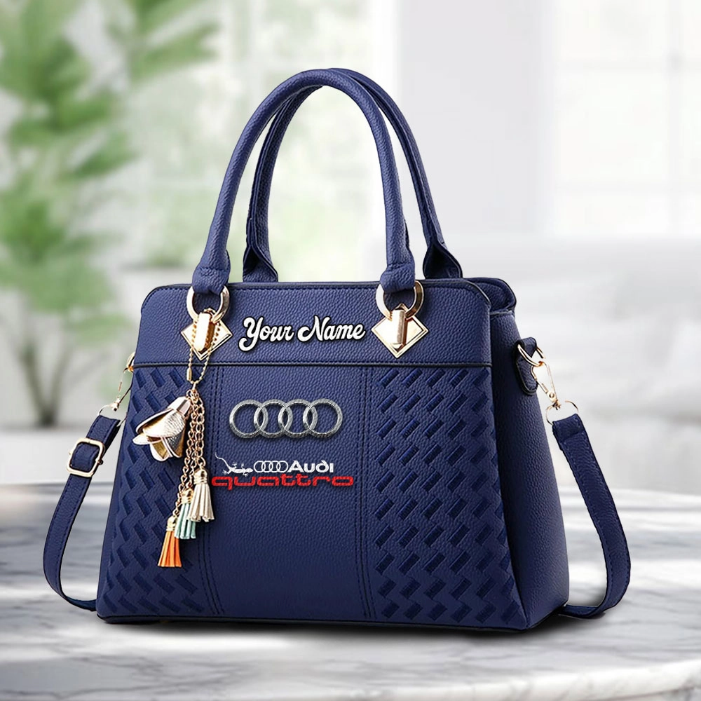 Audi Quattro Logo Personalized PU Leather Handbag Custom Name For Women - Image 4