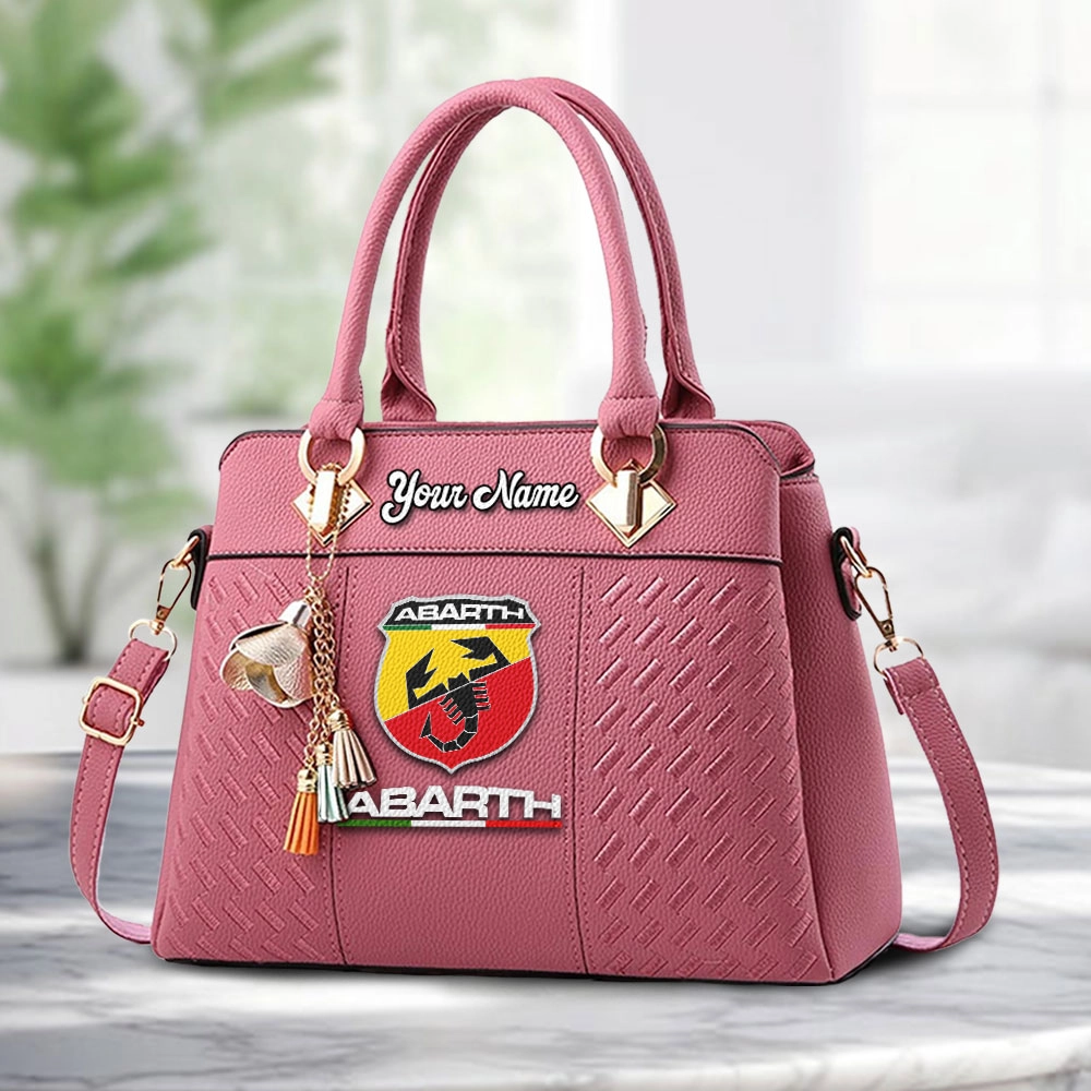 Abarth Logo Personalized PU Leather Handbag Custom Name For Women - Image 5