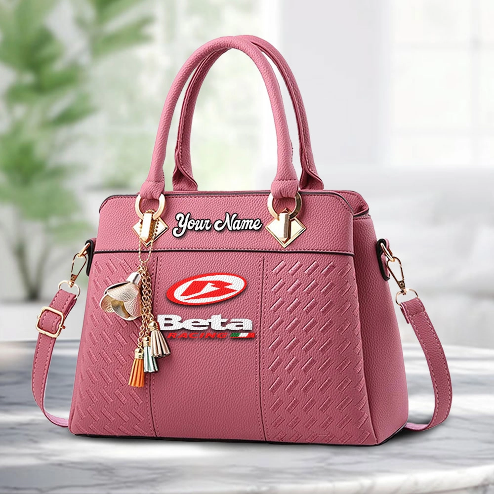 Beta Logo Personalized PU Leather Handbag Custom Name For Women - Image 5