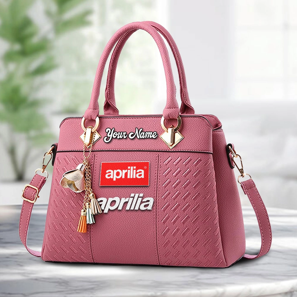 Aprilia Logo Personalized PU Leather Handbag Custom Name For Women - Image 5