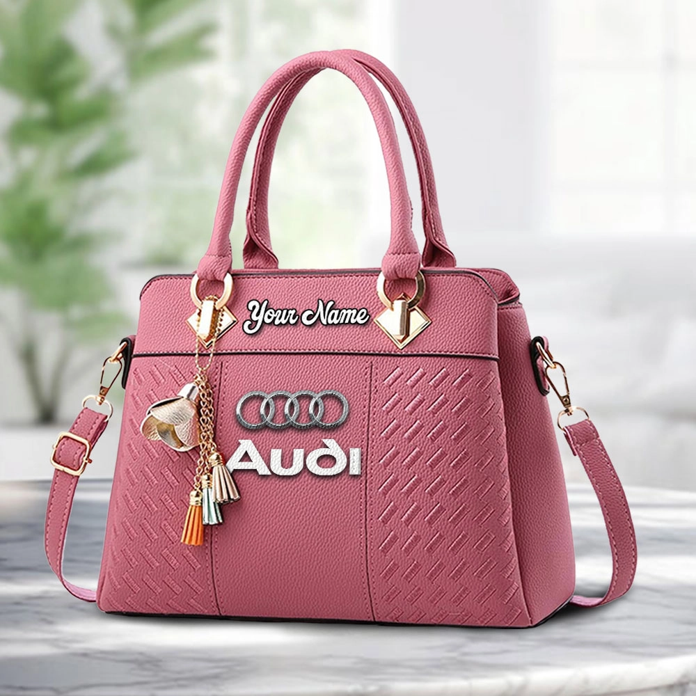 Audi Logo Personalized PU Leather Handbag Custom Name For Women - Image 5