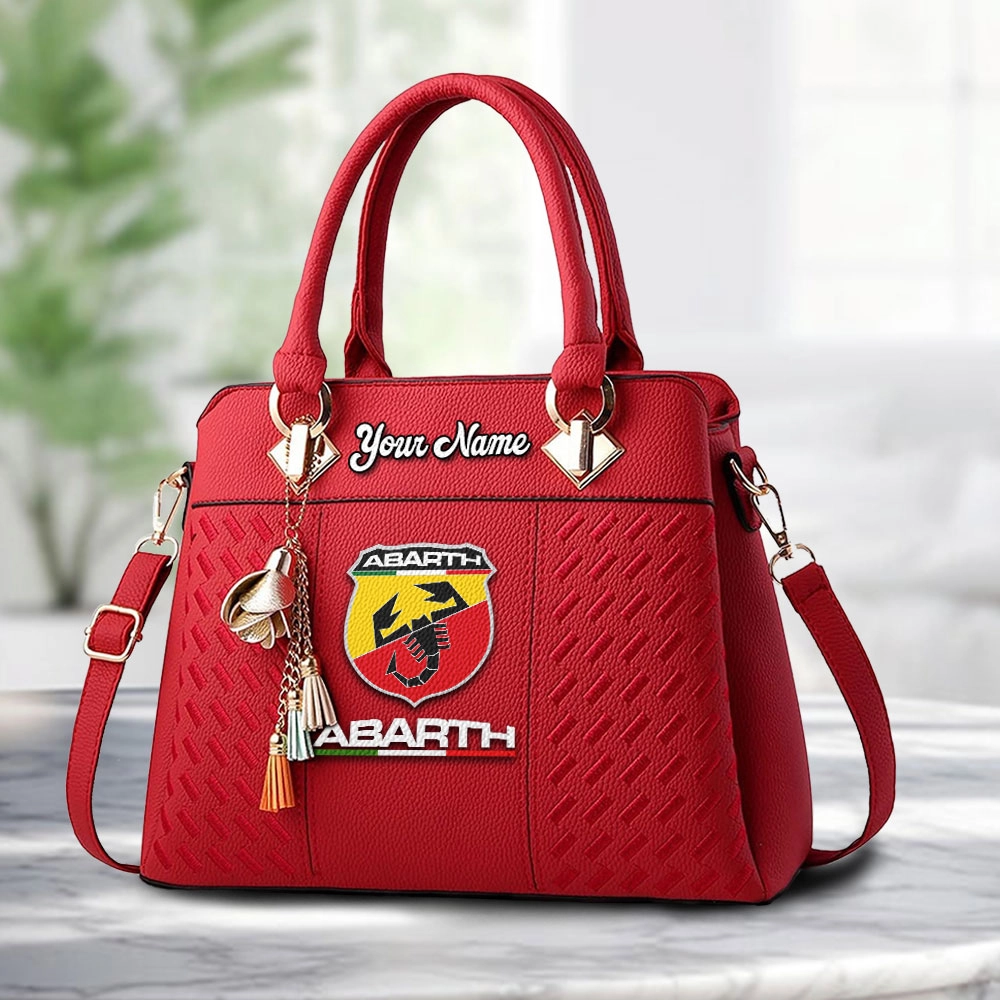 Abarth Logo Personalized PU Leather Handbag Custom Name For Women - Image 6