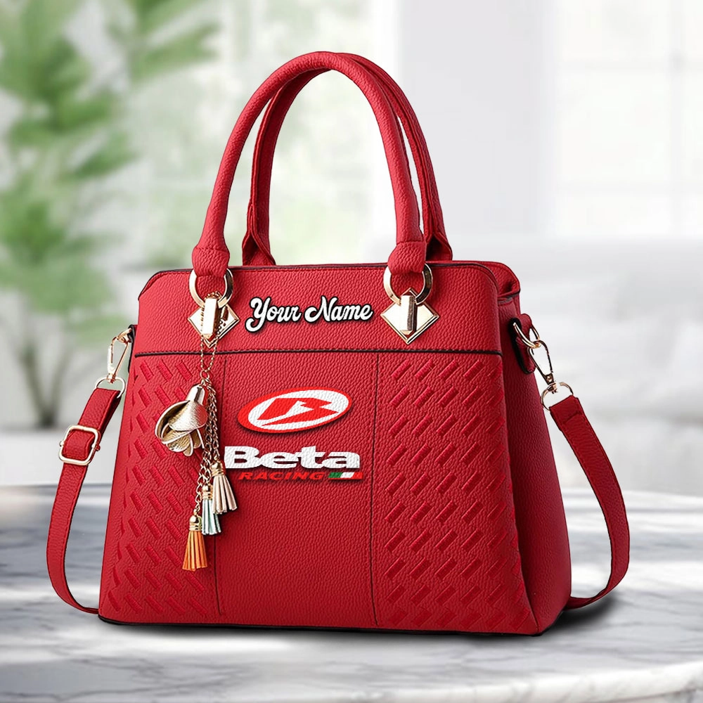 Beta Logo Personalized PU Leather Handbag Custom Name For Women - Image 6