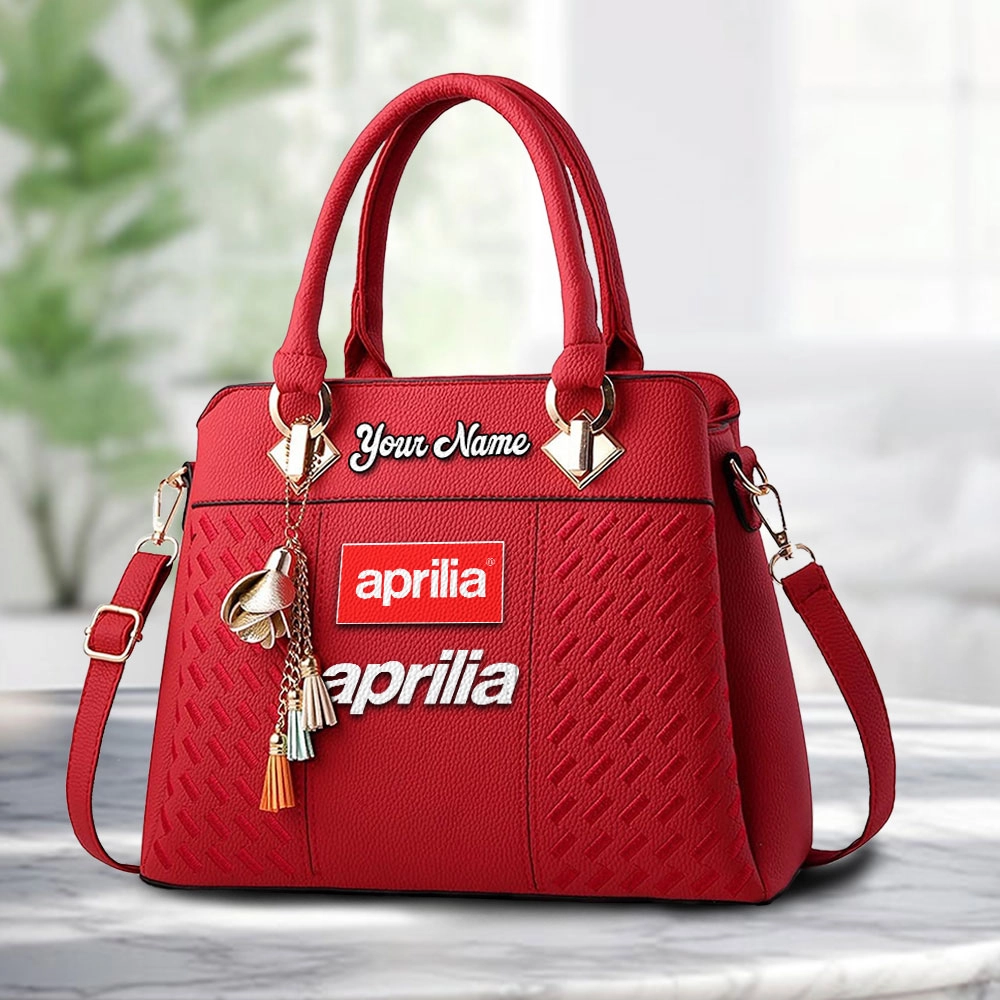Aprilia Logo Personalized PU Leather Handbag Custom Name For Women - Image 6