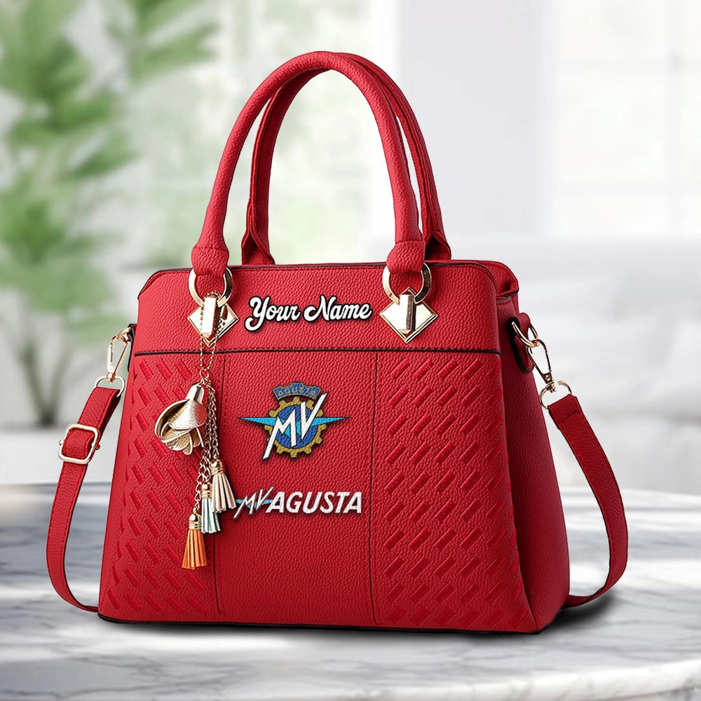 MV Agusta Logo Personalized PU Leather Handbag Custom Name For Women - Image 6
