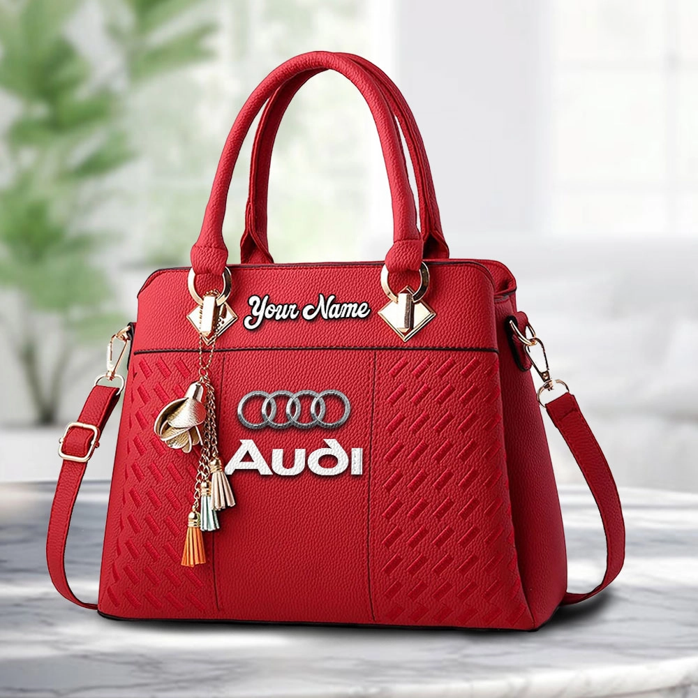 Audi Logo Personalized PU Leather Handbag Custom Name For Women - Image 6