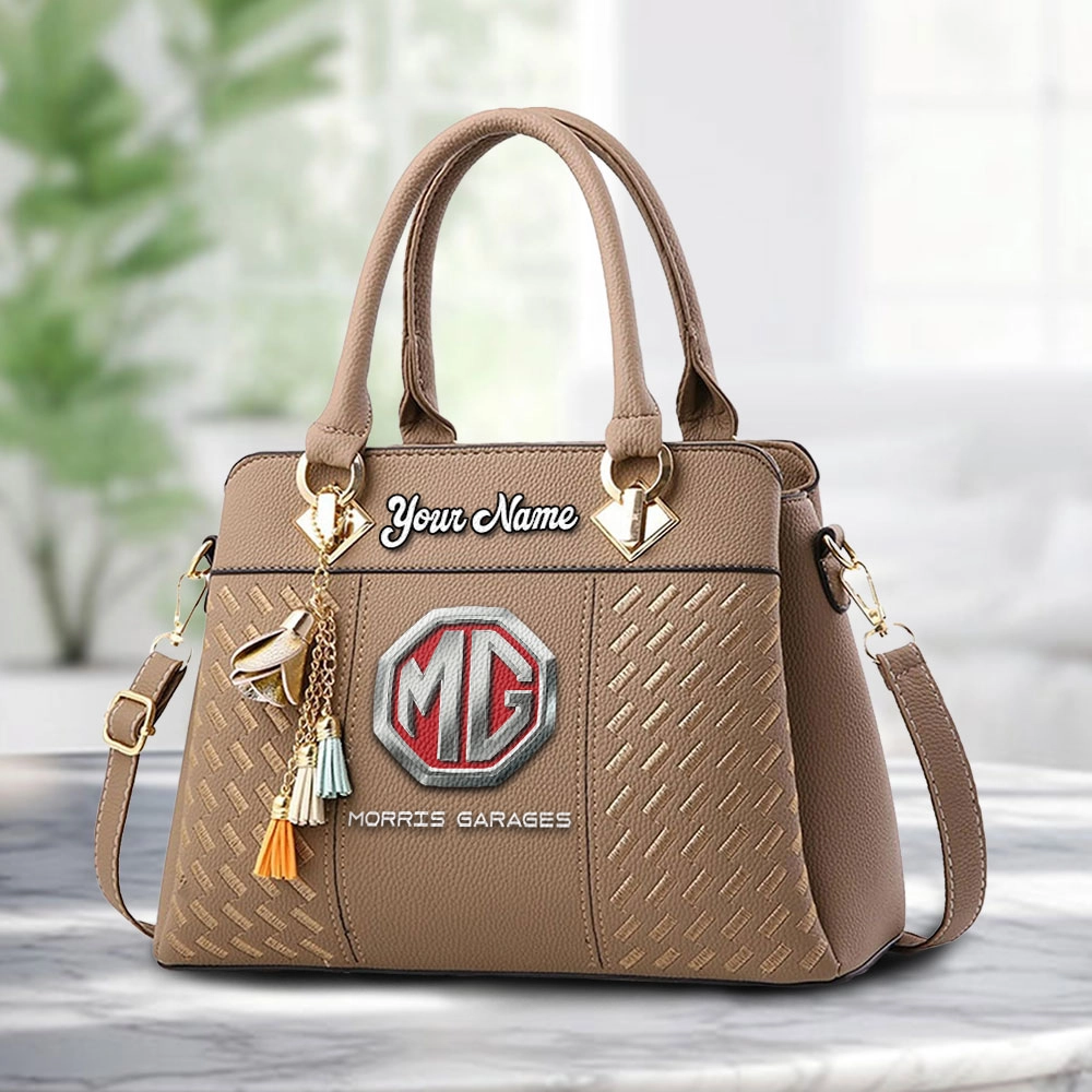 MG Morris Garages Cars Logo Personalized PU Leather Handbag Custom Name For Women - Image 2