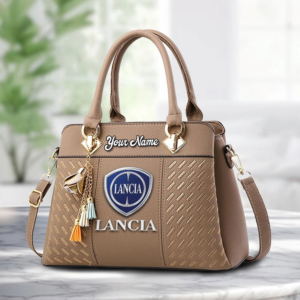 Lancia Logo Personalized PU Leather Handbag Custom Name For Women - Image 2