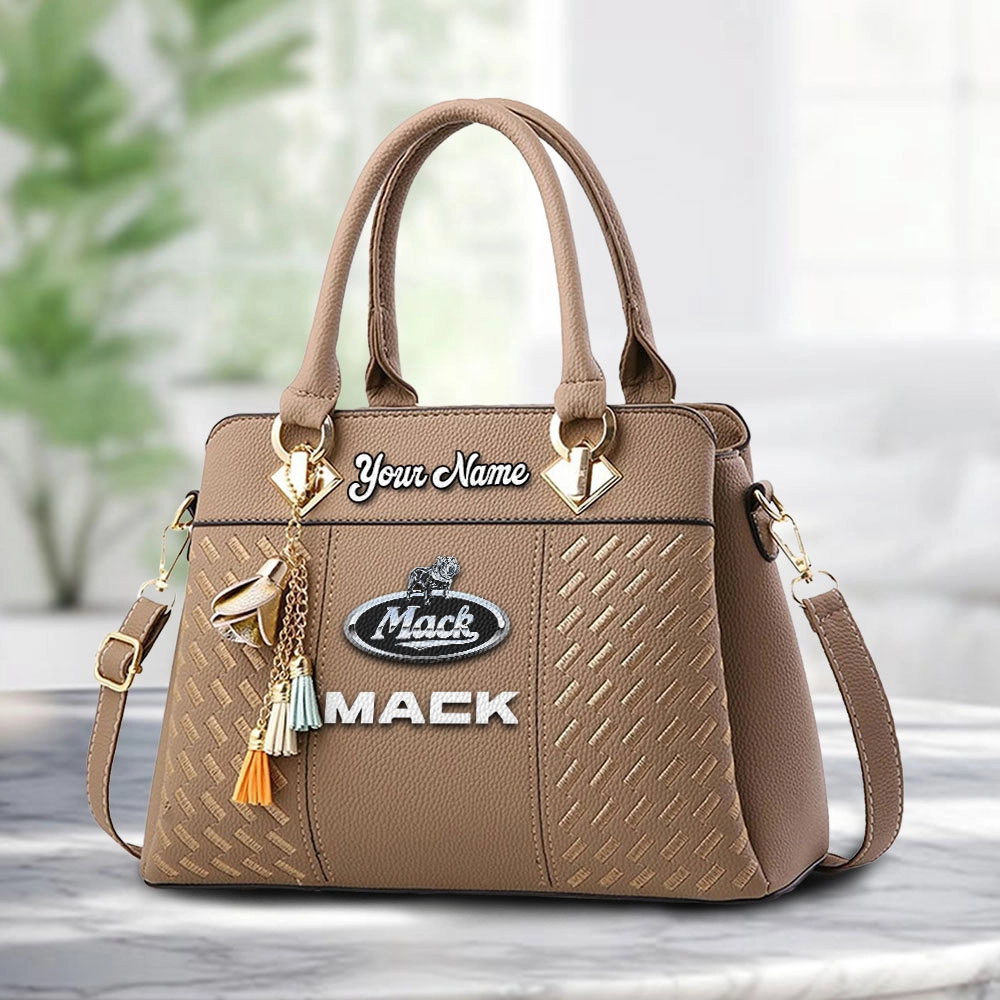 Mack Trucks Logo Personalized PU Leather Handbag Custom Name For Women - Image 2