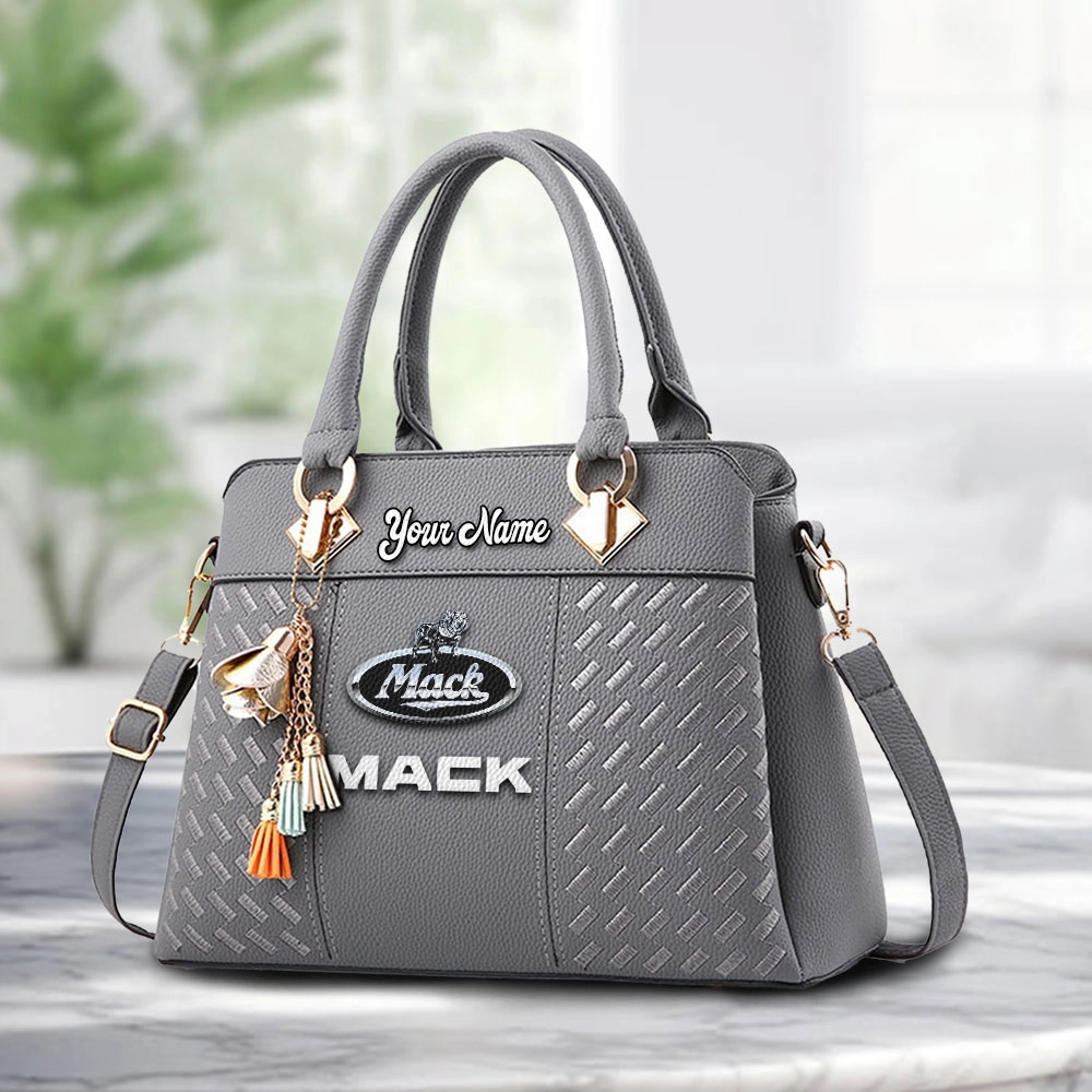 Mack Trucks Logo Personalized PU Leather Handbag Custom Name For Women - Image 3