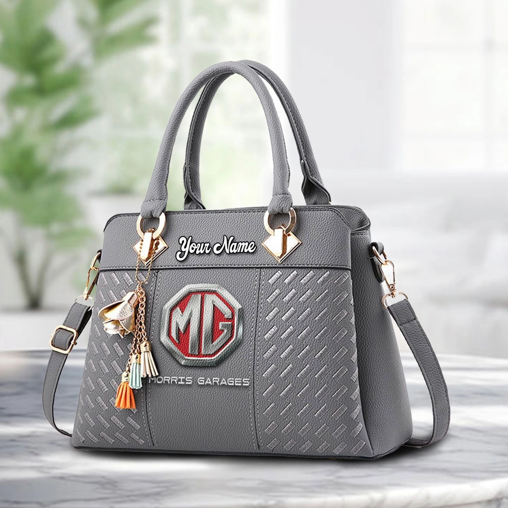 MG Morris Garages Cars Logo Personalized PU Leather Handbag Custom Name For Women - Image 3
