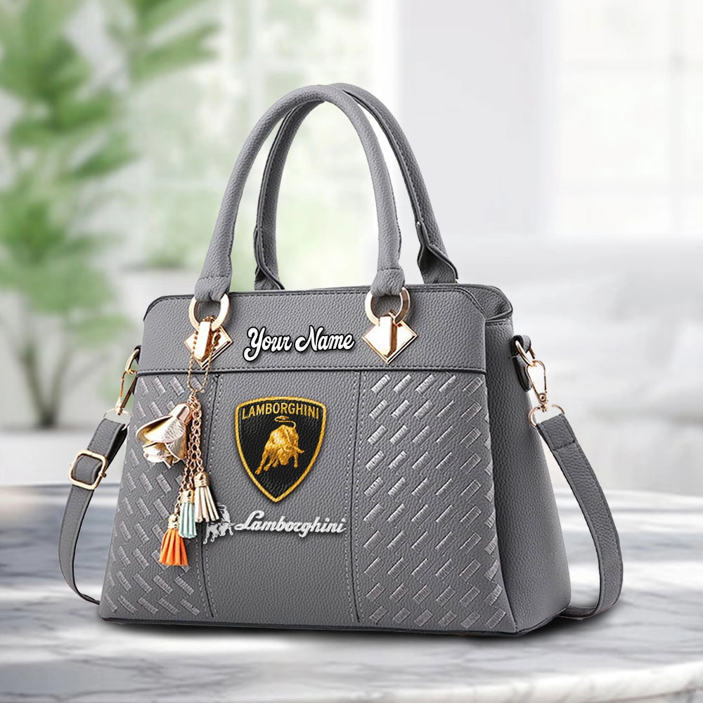 Lamborghini Logo Personalized PU Leather Handbag Custom Name For Women - Image 3