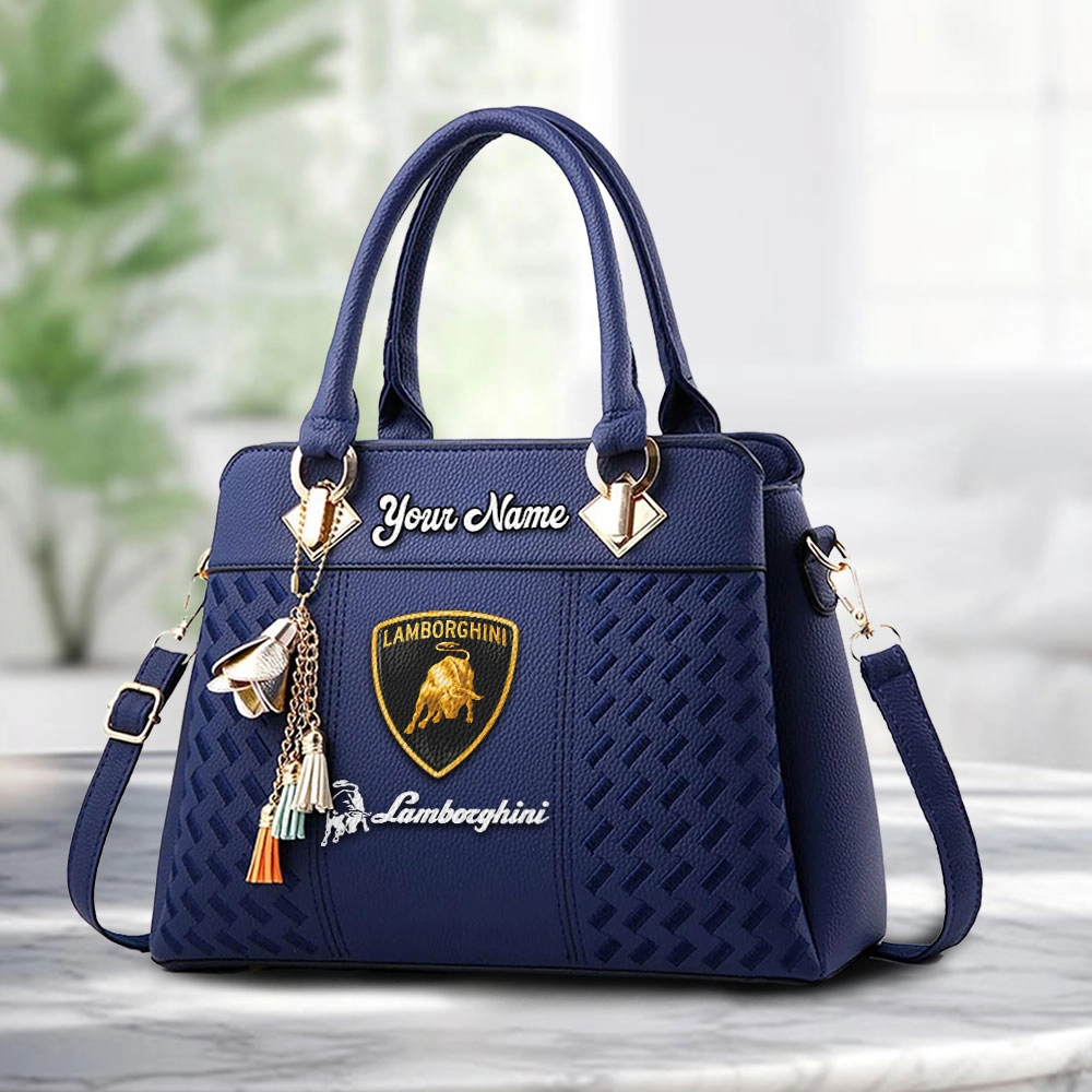 Lamborghini Logo Personalized PU Leather Handbag Custom Name For Women - Image 4