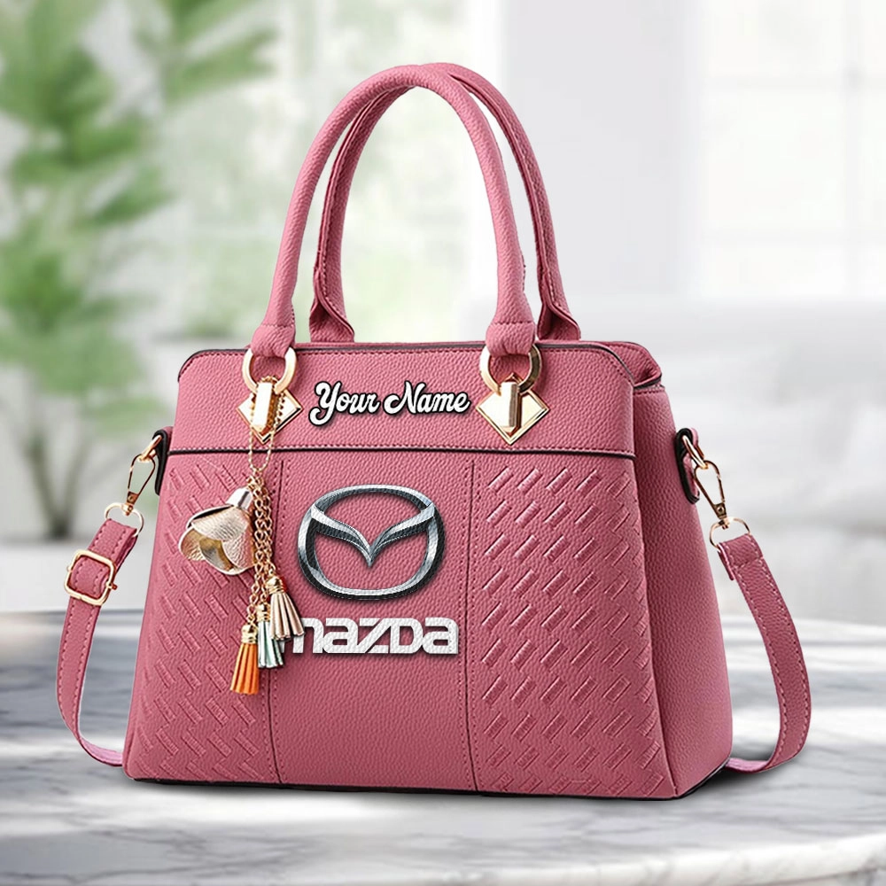 Mazda Logo Personalized PU Leather Handbag Custom Name For Women - Image 5