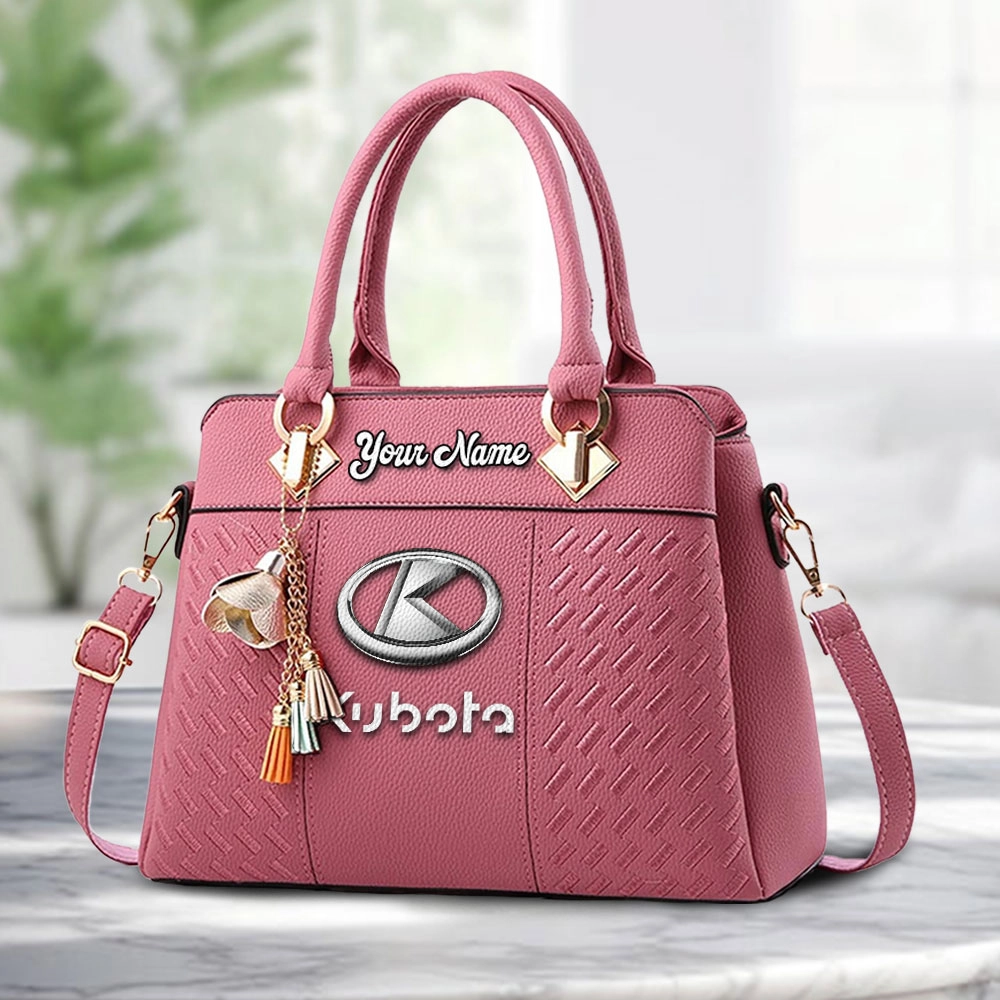 Kubota Logo Personalized PU Leather Handbag Custom Name For Women - Image 5