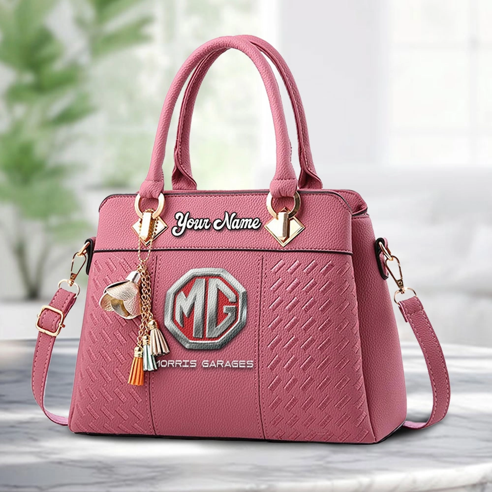 MG Morris Garages Cars Logo Personalized PU Leather Handbag Custom Name For Women - Image 5
