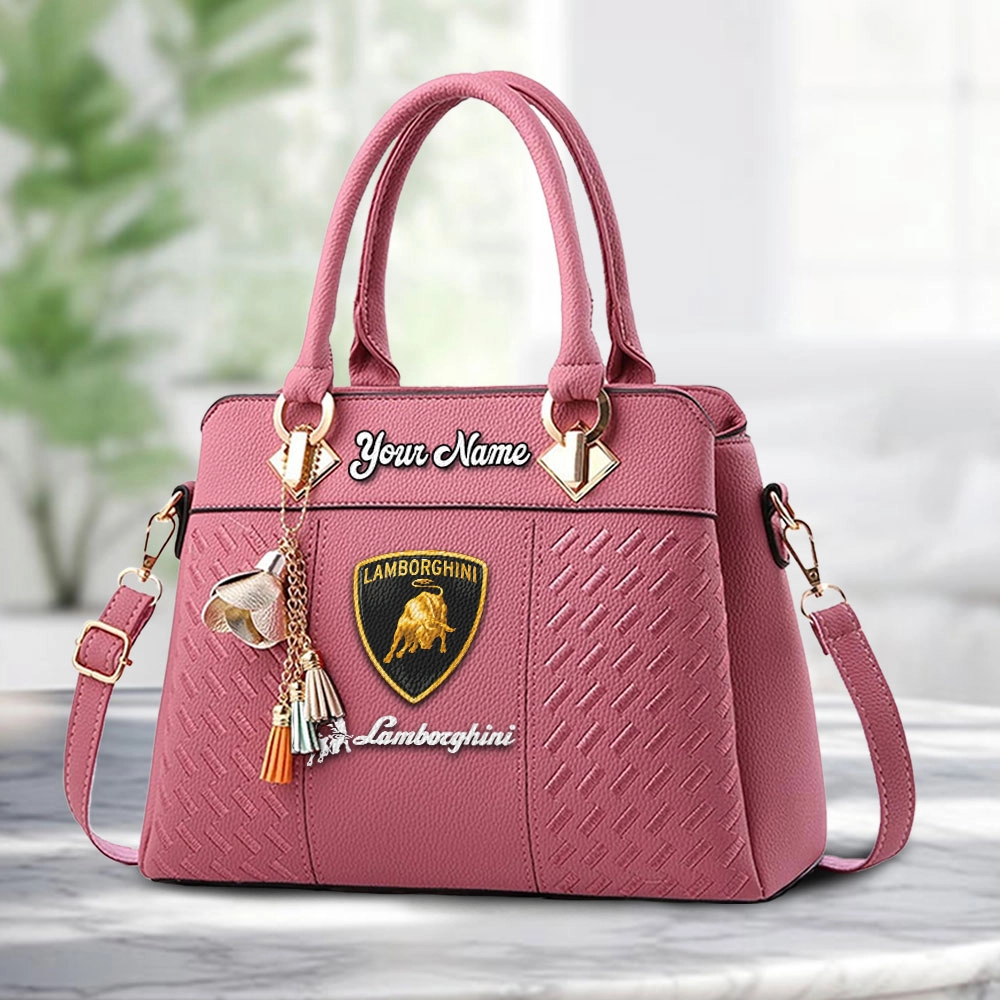 Lamborghini Logo Personalized PU Leather Handbag Custom Name For Women - Image 5