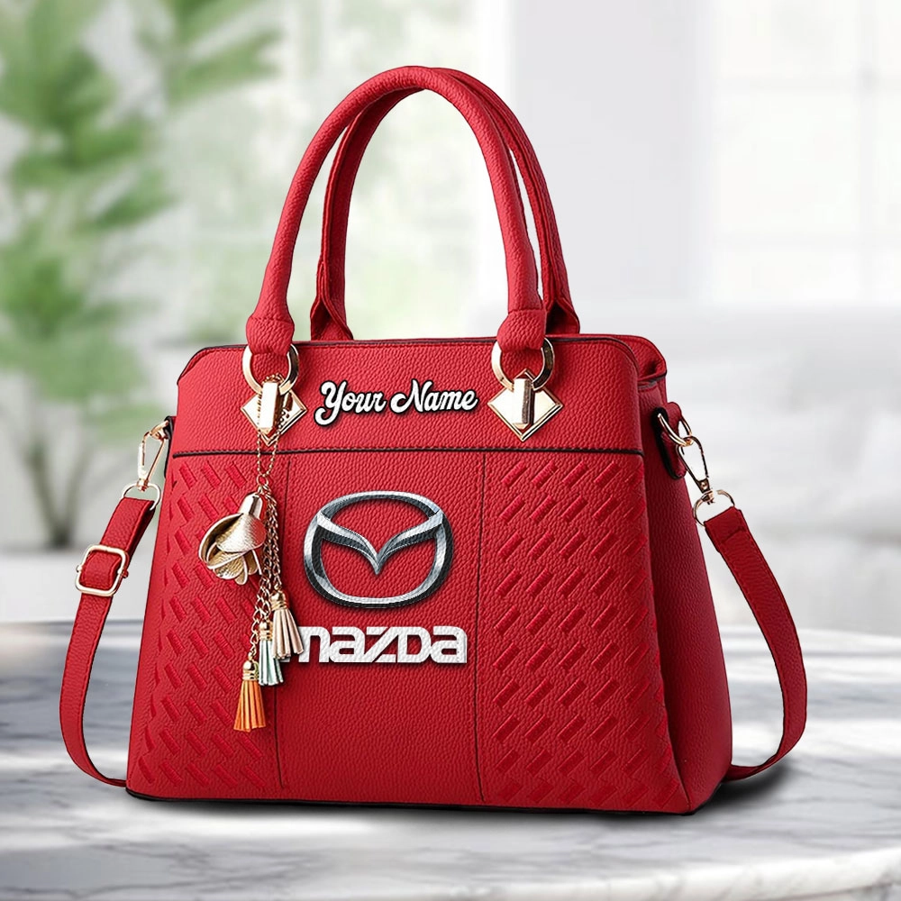 Mazda Logo Personalized PU Leather Handbag Custom Name For Women - Image 6