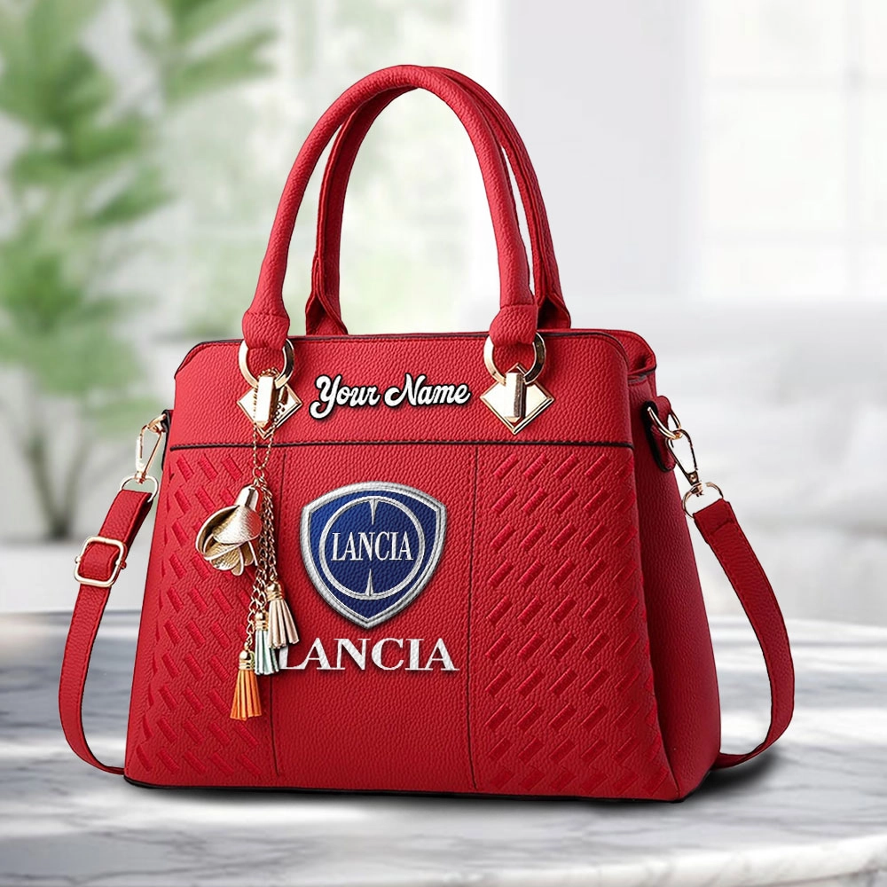 Lancia Logo Personalized PU Leather Handbag Custom Name For Women - Image 6