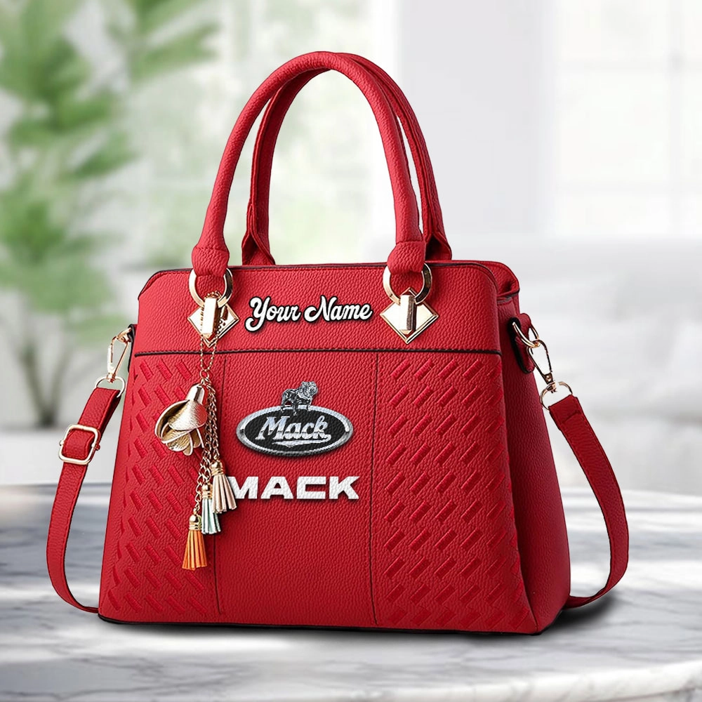 Mack Trucks Logo Personalized PU Leather Handbag Custom Name For Women - Image 6