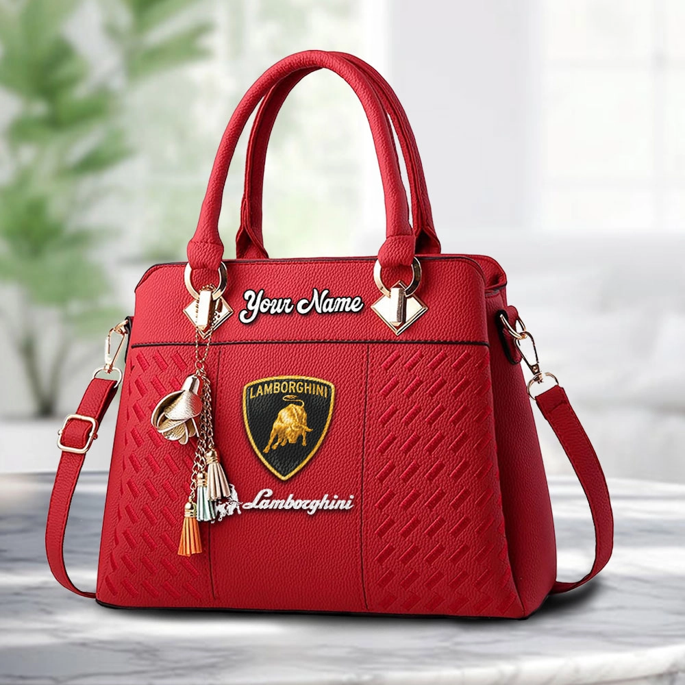 Lamborghini Logo Personalized PU Leather Handbag Custom Name For Women - Image 6