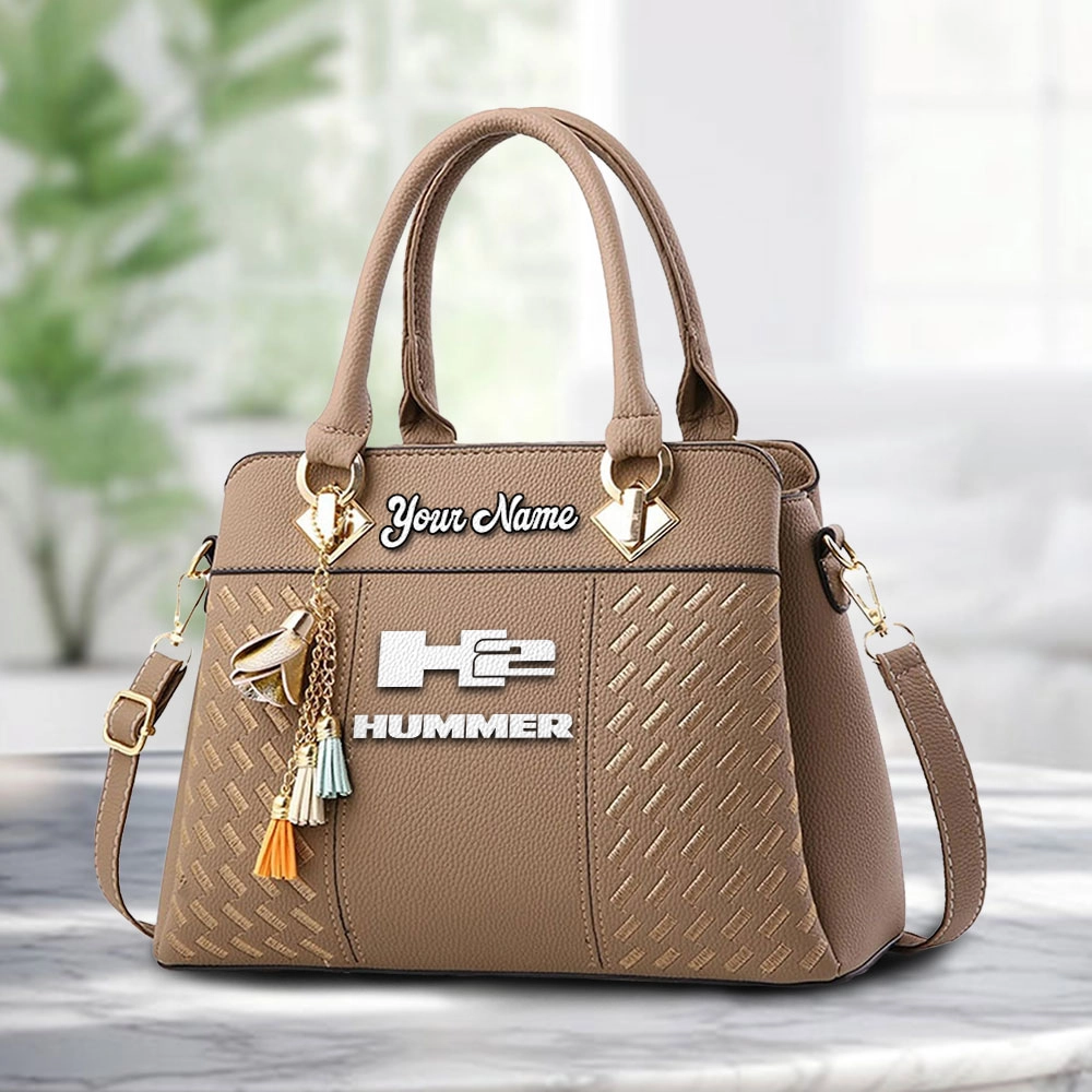 Hummer H2 Logo Personalized PU Leather Handbag Custom Name For Women - Image 2