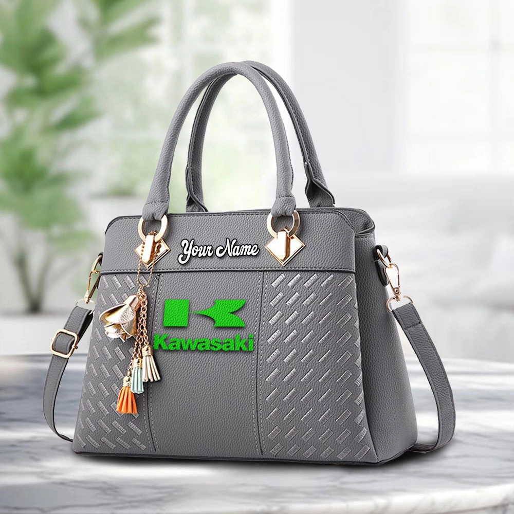 Kawasaki Logo Personalized PU Leather Handbag Custom Name For Women - Image 3