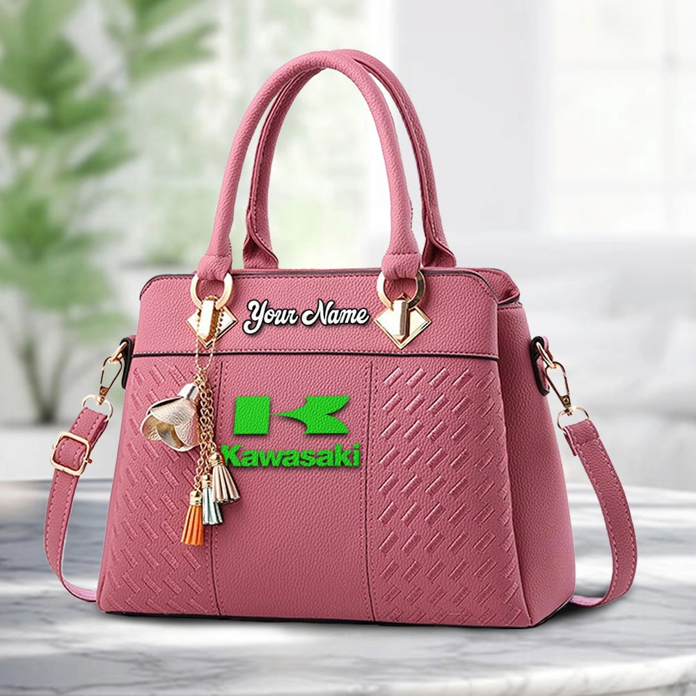 Kawasaki Logo Personalized PU Leather Handbag Custom Name For Women - Image 5
