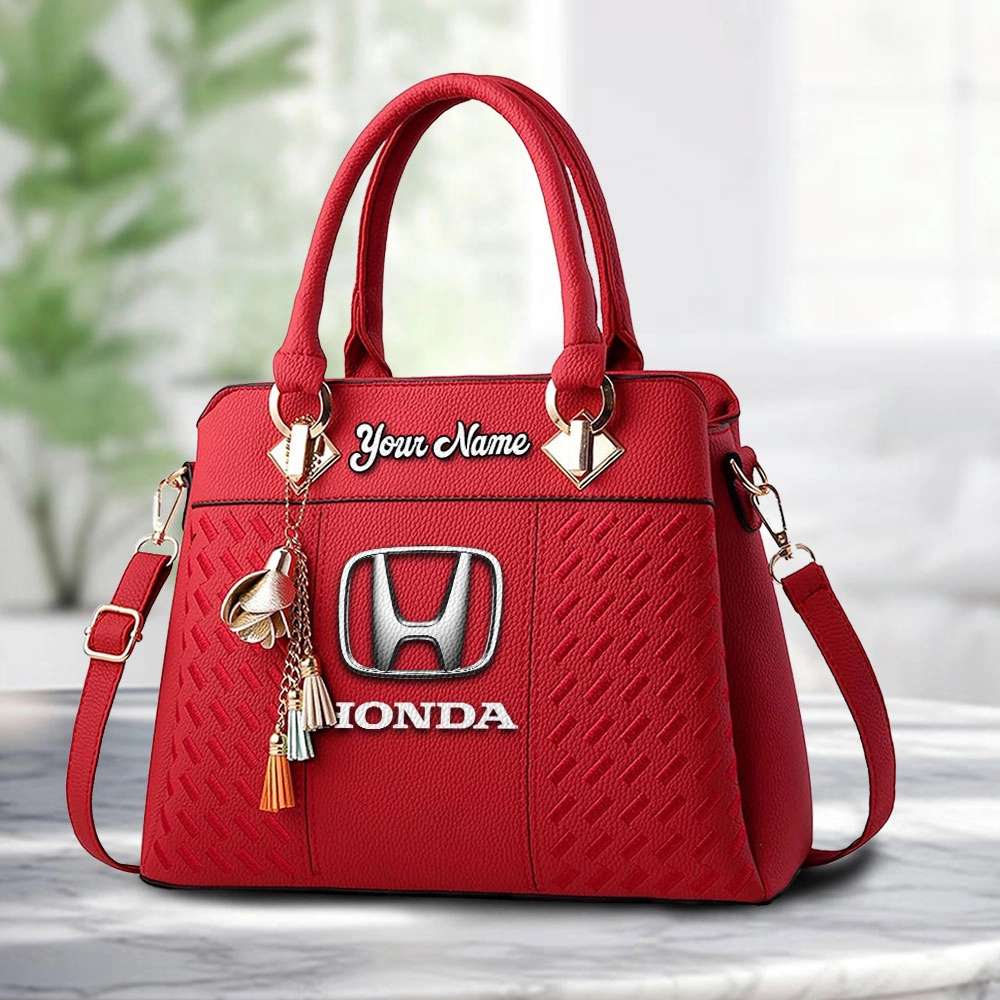 Honda Logo Personalized PU Leather Handbag Custom Name For Women - Image 6