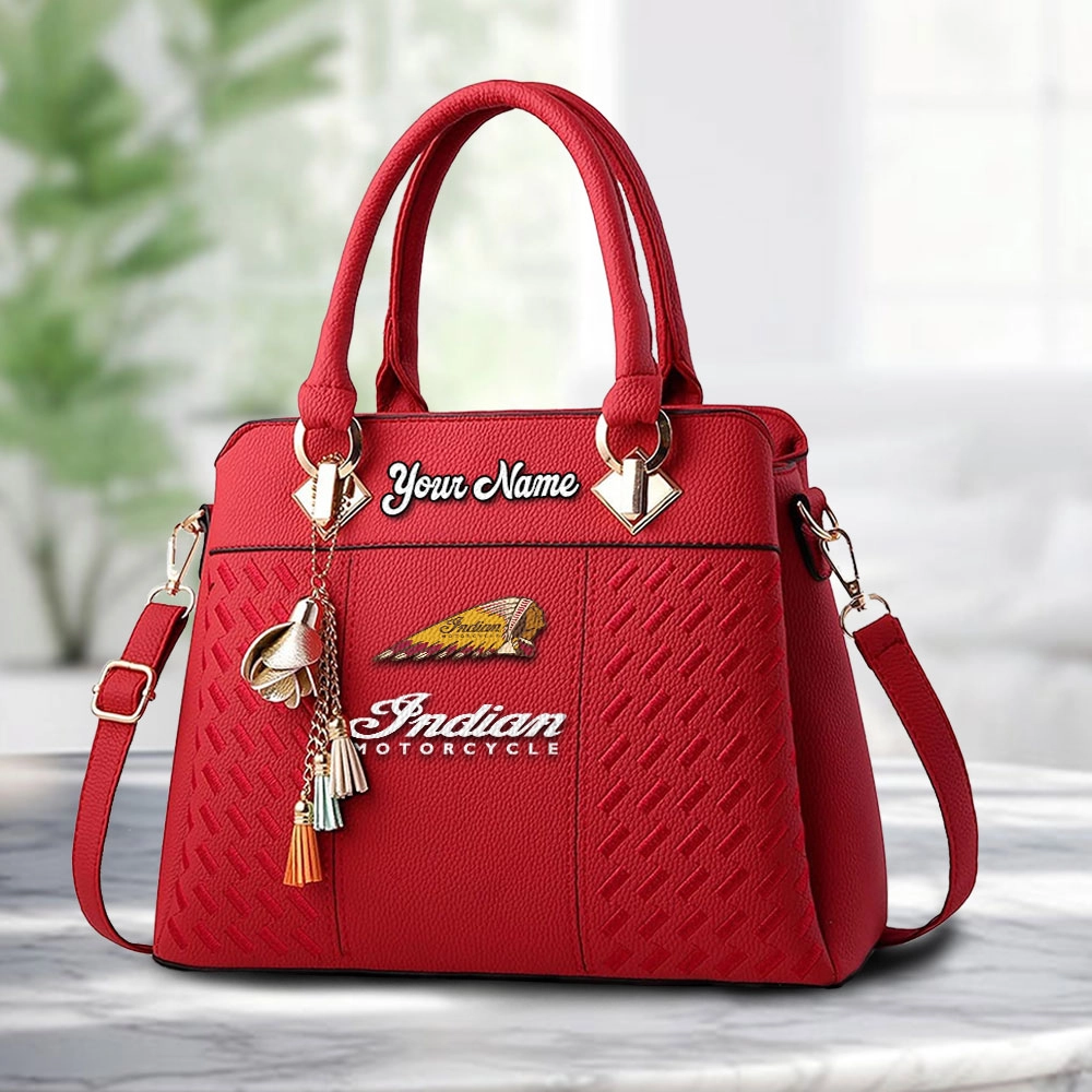 Indian Logo Personalized PU Leather Handbag Custom Name For Women - Image 6