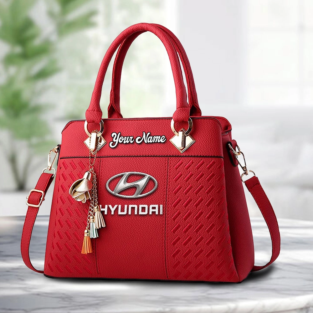 Hyundai Logo Personalized PU Leather Handbag Custom Name For Women - Image 6