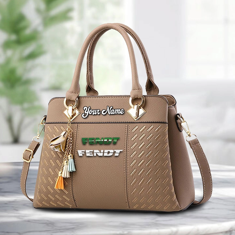 Fendt Logo Personalized PU Leather Handbag Custom Name For Women - Image 2