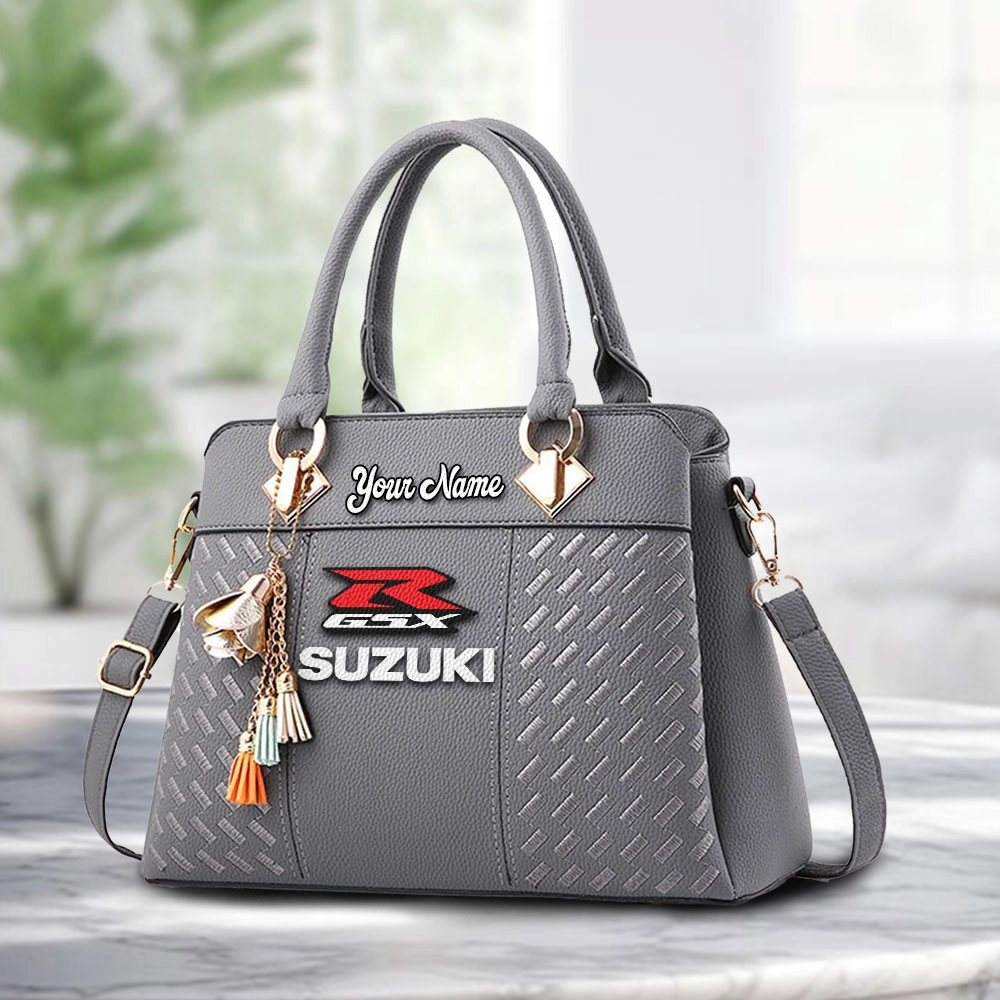 Gsx Suzuki Logo Personalized PU Leather Handbag Custom Name For Women - Image 3