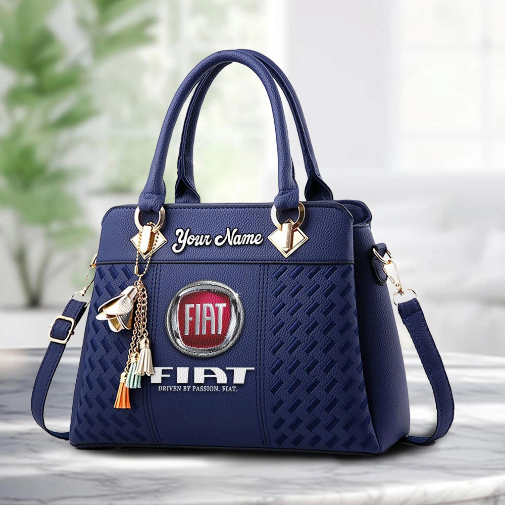 Fiat Logo Personalized PU Leather Handbag Custom Name For Women - Image 4