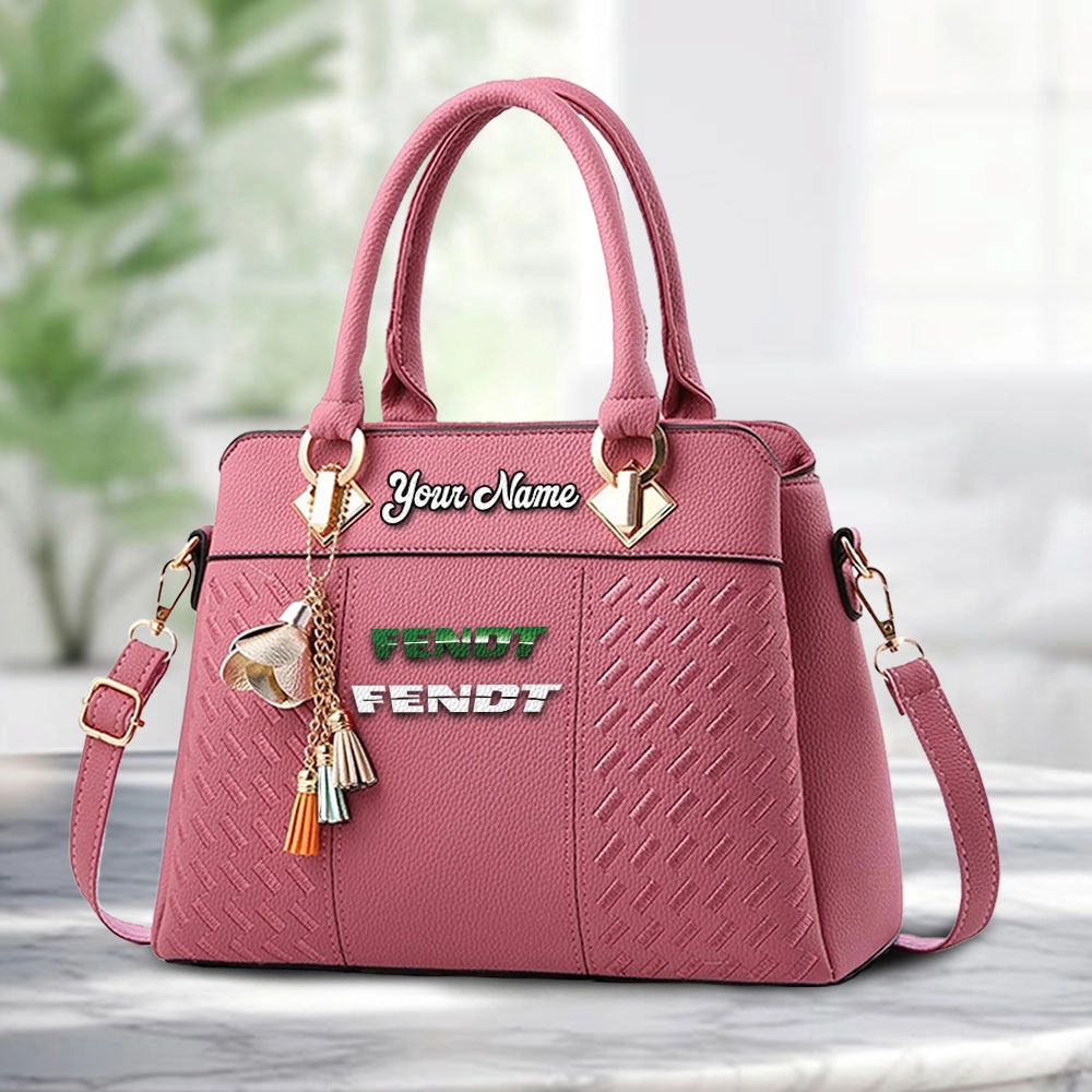 Fendt Logo Personalized PU Leather Handbag Custom Name For Women - Image 5