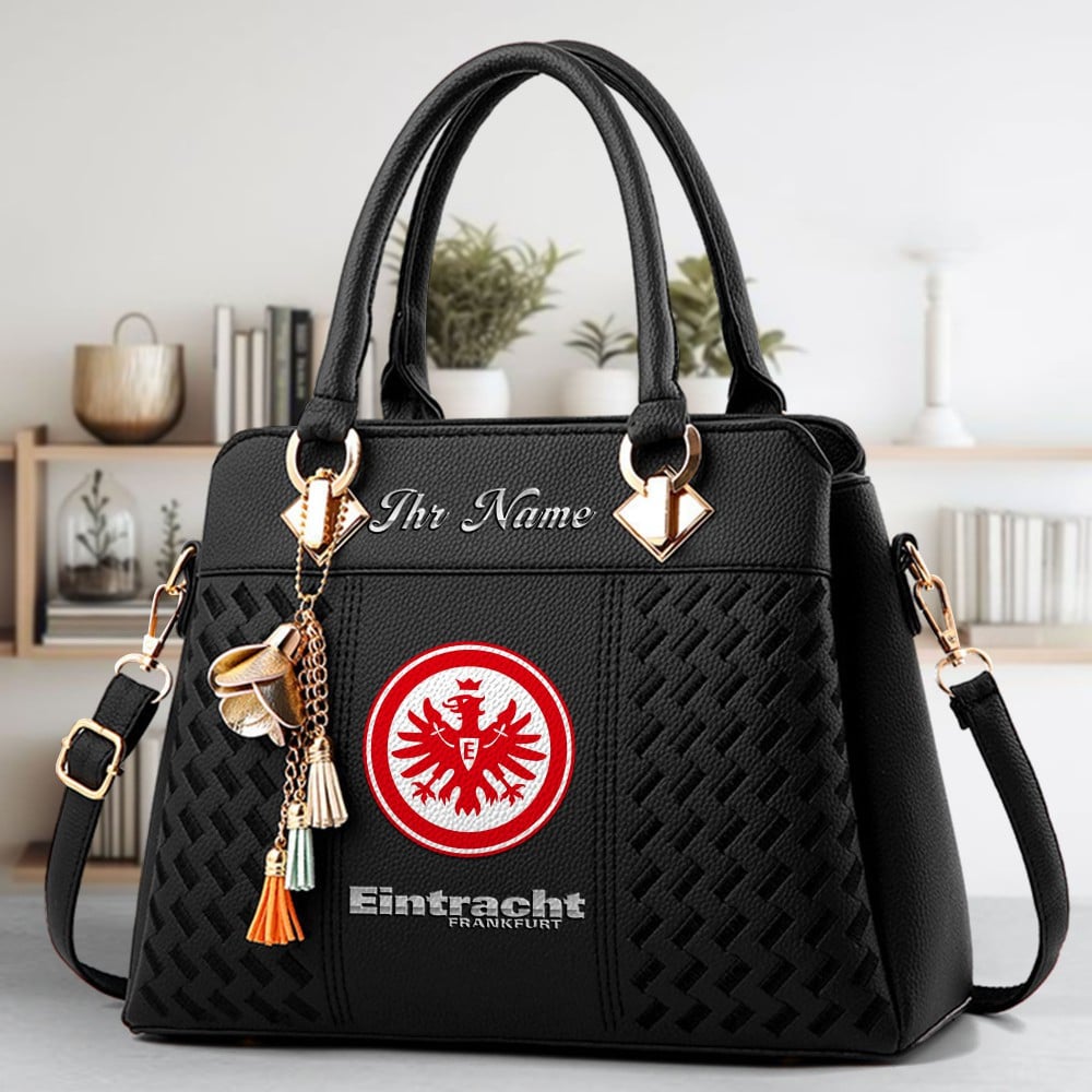 Eintracht Frankfurt Crossbody Zip Hand Bag With Tassel Custom Name For Women - Image 2