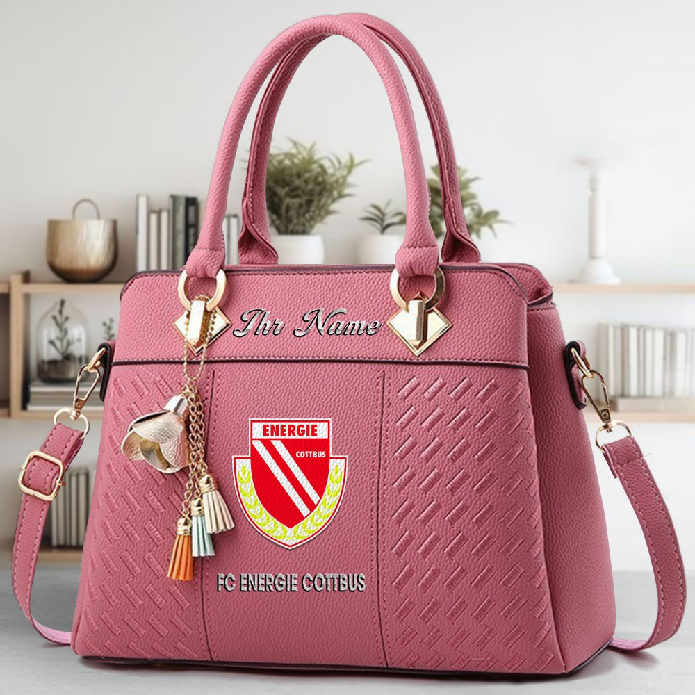 FC Energie Cottbus Crossbody Zip Hand Bag With Tassel Custom Name For Women - Image 5