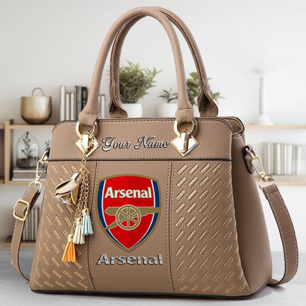Arsenal FC Crossbody Zip Hand Bag With Tassel Custom Name For Women - Image 3