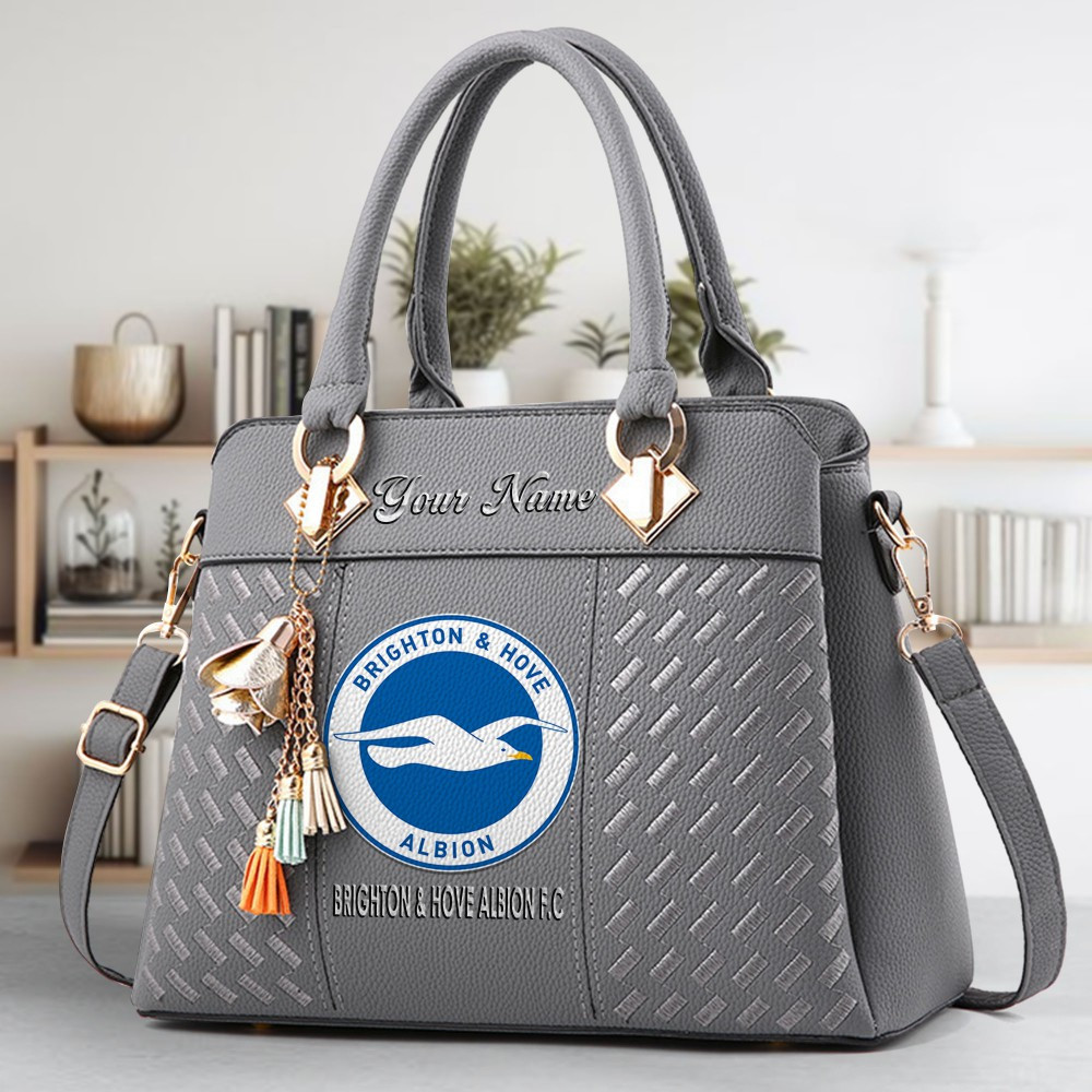 Brighton & Hove Albion F.C Crossbody Zip Hand Bag With Tassel Custom Name For Women - Image 4